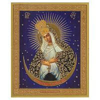 Икона Божией Матери "Остробрамская", 10х12 см, бумага, УФ-лак