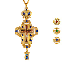 Крест наперсный с цепью, цинковый сплав, камни, 7,5х17 см