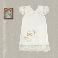 Платье для крещения молочного цвета, хлопок, размер в ассортименте