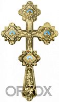 Крест напрестольный с ликами, эмаль, гравировка, 15x26,5 см