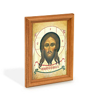 Икона Спасителя "Нерукотворный образ" в деревянной рамке, цвет "кипарис", 12х1,5 х17 см