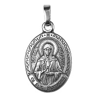 Образок мельхиоровый с ликом блаженной Матроны Московской овальной формы, серебрение