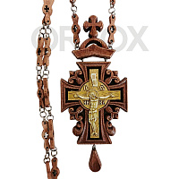 Крест наперсный деревянный резной, с цепью, 7х16,5 см