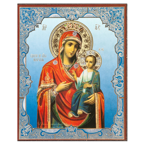 Икона Божией Матери "Иверская", оргалит, 11,3х13,8 см фото 2