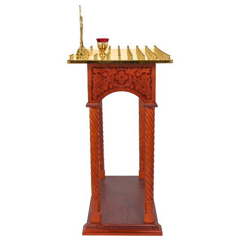 Панихидный стол на 70-100 свечей "Суздальский", цвет "кипарис", колонны, резьба фото 3