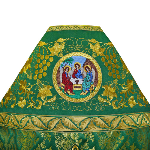 Иерейское облачение зеленое с иконой Пресвятой Троицы, вышивка, парча фото 4