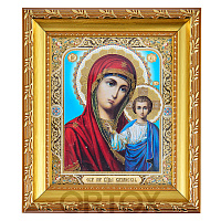 Икона Божией Матери "Казанская", 10х12 см, багетная рамка