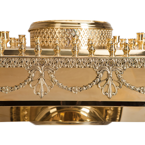 Подсвечник напольный на 100 свечей, под 3 лампады, латунь, высота 176 см фото 7 Подсвечник напольный на 100 свечей, под 3 лампады, латунь, высота 176 см фото 7