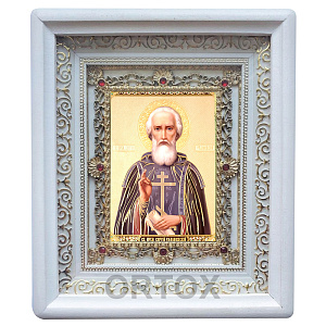 Икона преподобного Сергия Радонежского, 18х21 см, прямая багетная рамка (багетная рамка)