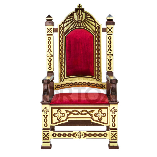 Архиерейский трон "Вятский" резной, темный с золотом, 78х72х150 см фото 5