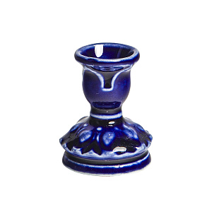 Подсвечник настольный керамический "Ландыш", 2,7х3,3 см (синий)