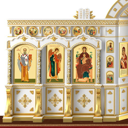 Иконостас "Рождественский" двухъярусный белый с золотом (поталь), 848,5х456х53 см фото 6