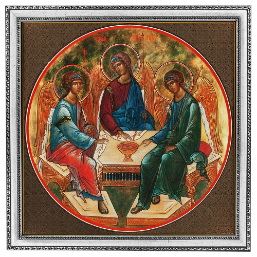 Икона Святой Троицы, 25х25 см, багетная рамка