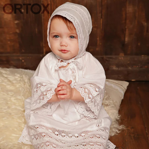 Комплект для крещения "Василиса" белый: рубашка и пеленка, хлопок, размер в ассортименте фото 2