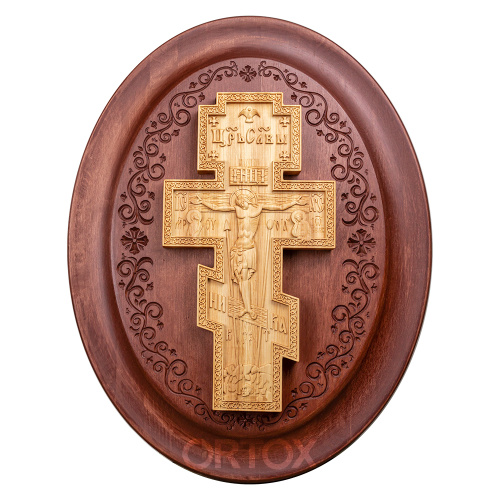 Настенное панно "Крест восьмиконечный", 53х67 см, ольха фото 2