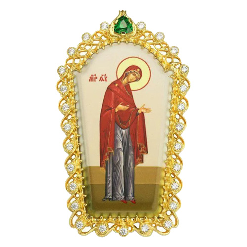 Накладки на митру (комплект из 4 штук) из ювелирного сплава в позолоте, с фианитами, №17 фото 3
