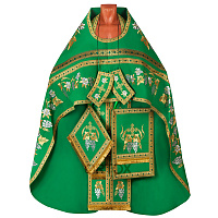 Иерейское облачение вышитое зеленое с иконой "Святая Троица", габардин