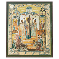 Икона Воздвижения Креста Господня, МДФ, 10х12 см