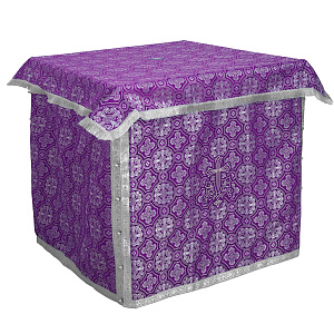 Облачение на престол с пеленой, шелк "Горненский", фиолетовое с серебром (70х70х100 см)