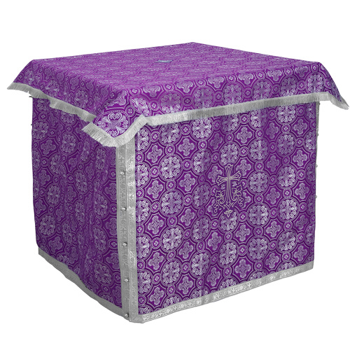 Облачение на престол с пеленой, шелк "Горненский", фиолетовое с серебром