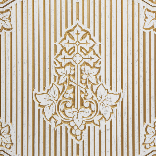 Аналой клиросный "Суздальский" белый с золотом (патина), тумба, 85х48х154 см фото 6