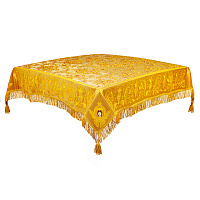 Пелена на престол желтая с вышивкой, парча, 130х130 см