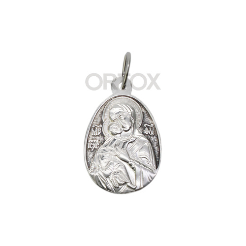 Серебряная иконка-образок с ликом Божией Матери "Владимирская", 1,7х2,4 см