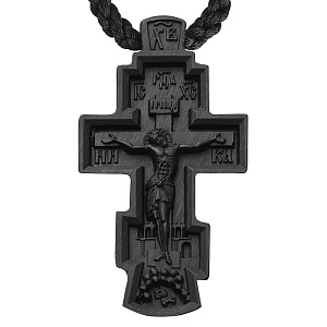 Нательный крест деревянный, 3х6 см, с гайтаном (резной)