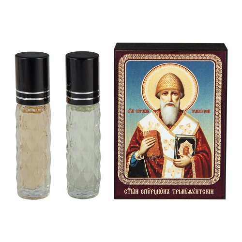 Набор ароматов с иконой святителя Спиридона Тримифунтского, в индивидуальной подарочной упаковке, 2 шт. по 10 мл фото 3