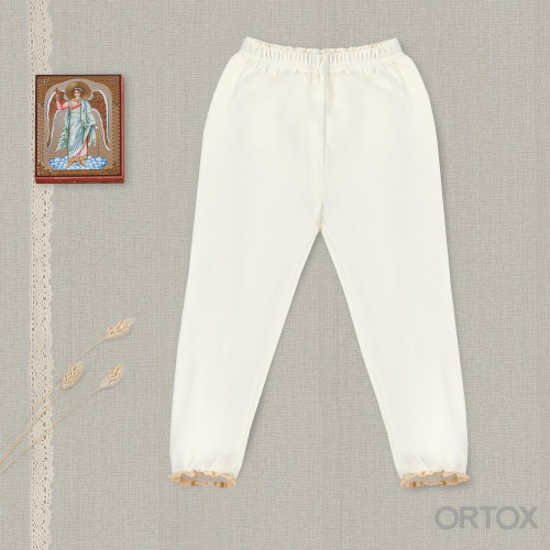 Комплект для крещения молочного цвета: рубашка и штаны, хлопок, размер в ассортименте фото 2