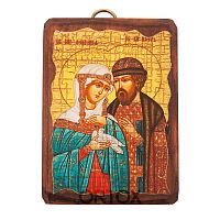 Икона благоверных князя Петра и княгини Февронии Муромских, 6,5х9 см, под старину