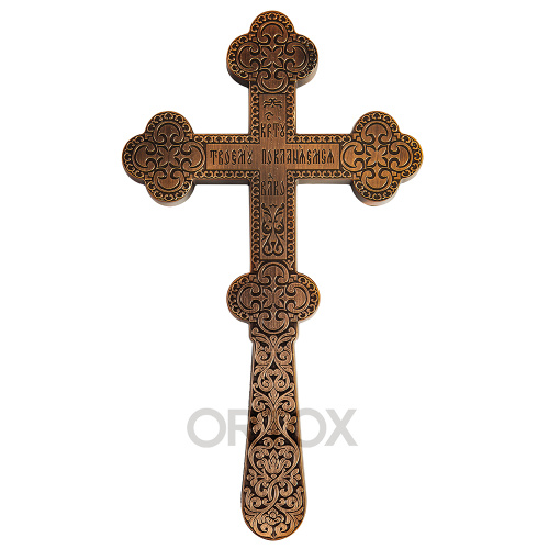 Крест требный латунный, 12x21 см, гравировка фото 2