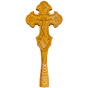 Крест требный деревянный резной, 14х30 см (светлый)