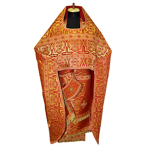 Иерейское облачение красное с иконой "Воскресение Христово", парча (цветной галун)
