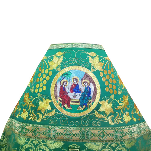 Иерейское облачение вышитое зеленое с иконой "Святая Троица", парча фото 3