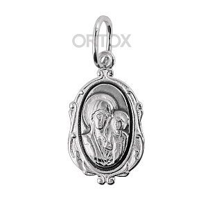 Образок серебряный с ликом Божией Матери "Казанская", штамп, частичное чернение (средний вес 0,98 г)