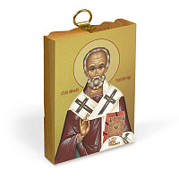 Икона святителя Николая Чудотворца на деревянной основе, на холсте с золочением
