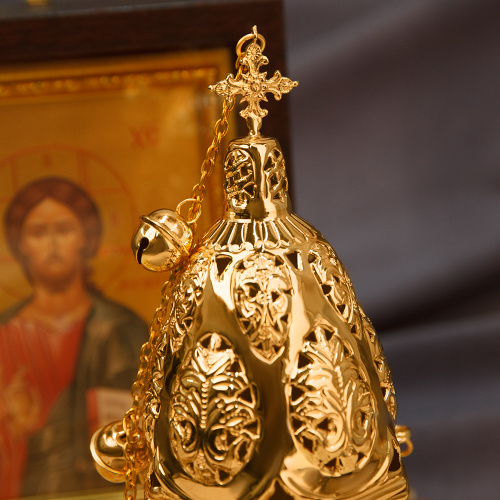 Кадило № 52, латунь, покрытие под золото, 12,2х28,3 см фото 5