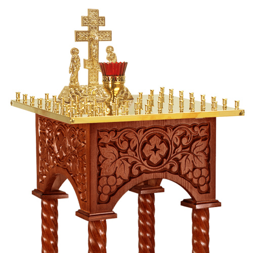 Панихидный стол на 36-50 свечей "Суздальский", цвет "кипарис", колонны, резьба, высота 100 см фото 9