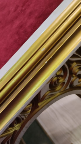 Подставка церковная "Тверская" белая с золотом (патина), красная ткань, 85х50х100 см, У-1016 фото 4