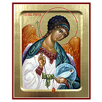 Икона Ангела Хранителя (с младенцем), на дереве, золочение (поталь), 12,5х16 см