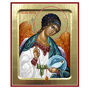 Икона Ангела Хранителя (с младенцем), на дереве, золочение (поталь), 12,5х16 см (лак)