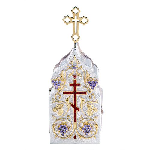 Дароносица "Виноградная лоза" из ювелирного сплава, высота 13,5 см фото 3