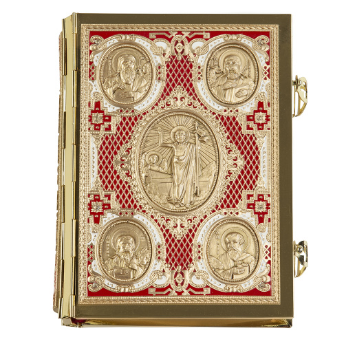 Евангелие требное среднее красное, полный оклад "под золото", 17х22 см фото 7 Евангелие требное среднее красное, полный оклад "под золото", 17х22 см фото 7