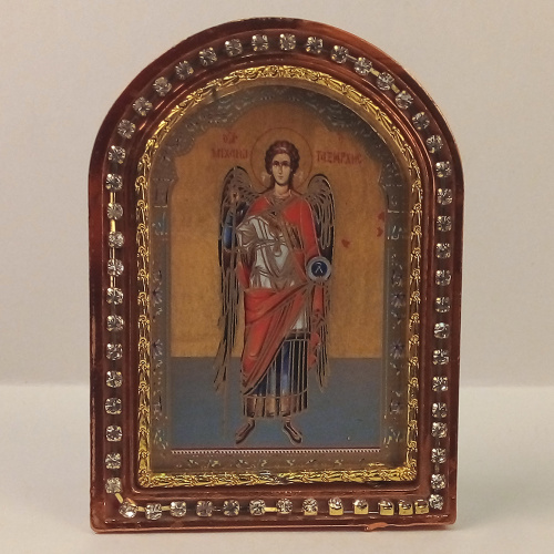 Икона настольная Архангела Михаила, пластиковая рамка, 6,4х8,6 см фото 7