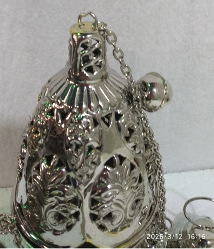 Кадило № 40, латунь, никелирование, 13,6х29 см, №1, У 13-0228 фото 3