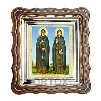Икона благоверных князя Петра и княгини Февронии Муромских, 25х28 см, патинированная багетная рамка