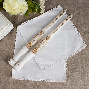 Венчальные салфетки для держания венцов или свечей, комплект из 2 штук, бязь (размер 23х23 см)