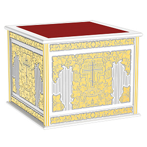 Облачение на престол "Суздальское" белое с золотом (поталь), высота 105 см (130х130х105 см красная ткань)