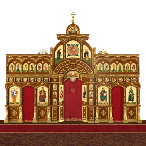 Иконостас "Рождественский" трехъярусный, цвет "кипарис" с золотом (поталь), 848,5х697х53 см фото 3